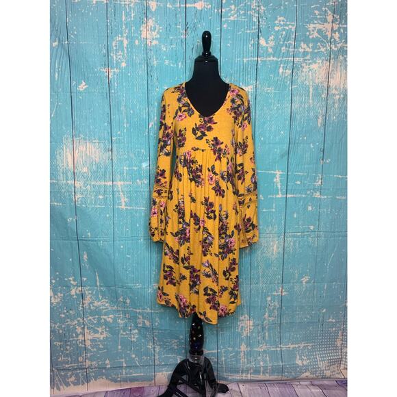 Olive + Oak long sleeves yellow floral dress size Small - Picture 10 of 10